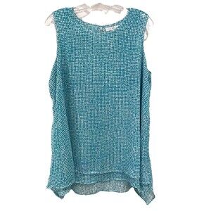 Fever Blouse Women's Large Layered Sleeveless Blue White Lightweight Flowy